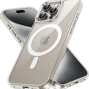 Buddy Gadget Magnetic Case for iPhone Compatible with MagSafe, Shockproof Phone Bumper Cover, Anti-Scratch Clear Back (Clear)
